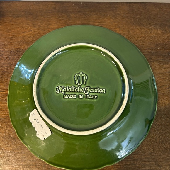 Set Of 4 Brand New Maioliche Jessica Christmas 8 3/4” Plates Made In Italy Green - Picture 2 of 3